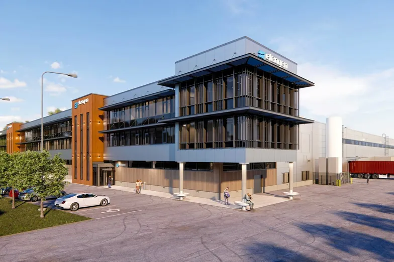 Máy tính hiển thị hình ảnh nhà máy mới sẽ trông như thế nào.