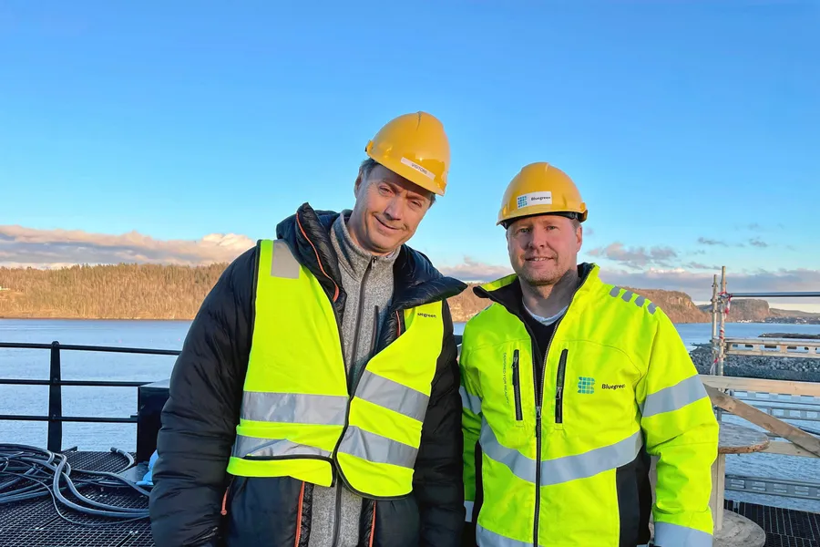 Knut E. Sunde (t.v), direktør bransje- og industripolitisk avdeling i Norsk Industri og Nils Johan Tufte, idéhaver, hovedaksjonær og administrerende direktør i Bluegreen.