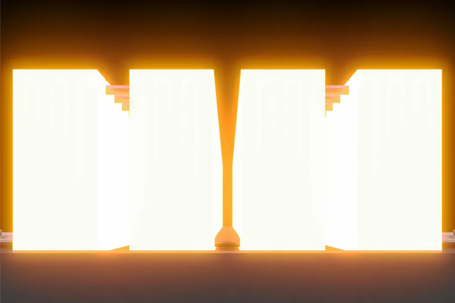 A visualisation of the white-hot carbon blocks that thermal energy would be stored in.