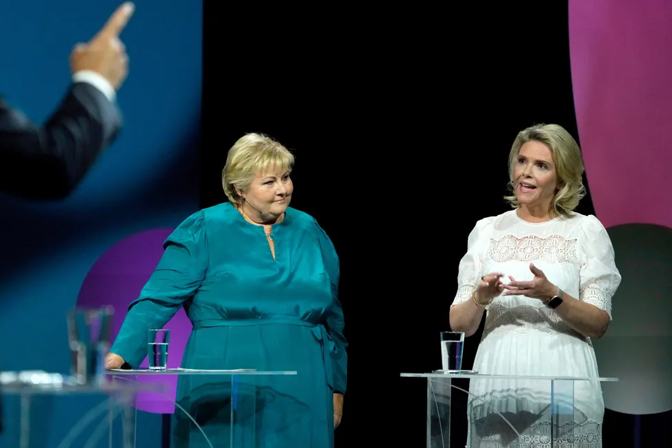 Sylvi Listhaug (Frp) og Erna Solberg (H) vil begge kutte skatter.