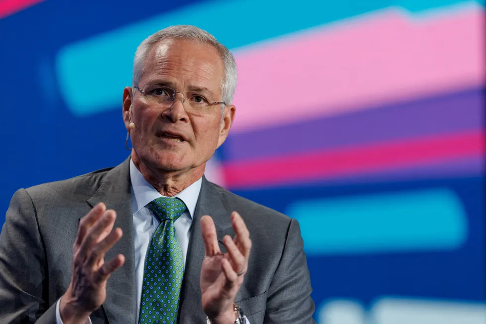 Progress: ExxonMobil chief executive Darren Woods.