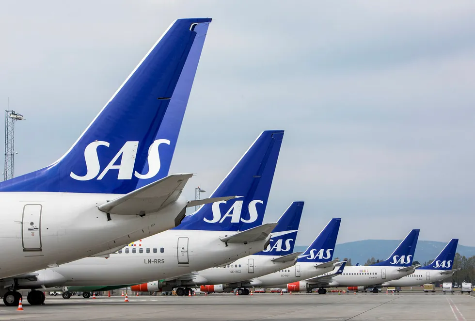 SAS-fly på Gardermoen.