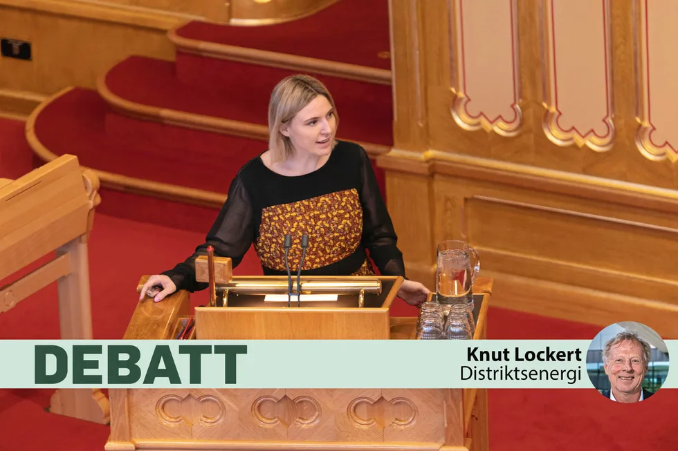 Her er Sofie Marhaug (Rødt) avbildet under den muntlige spørretimen på Stortinget.