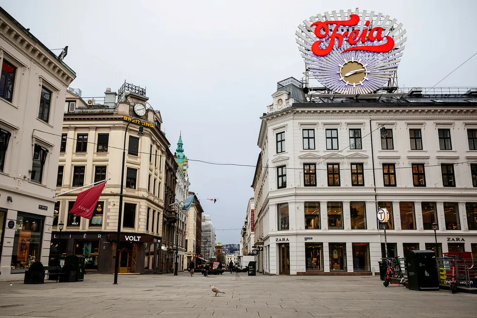 Egertorvet i Oslo 13. mars i år, midt i rushtiden på morgenen.