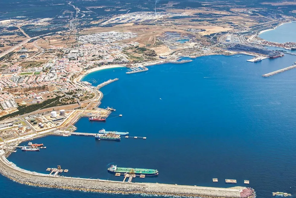 An aerial view of the Port of Sines.