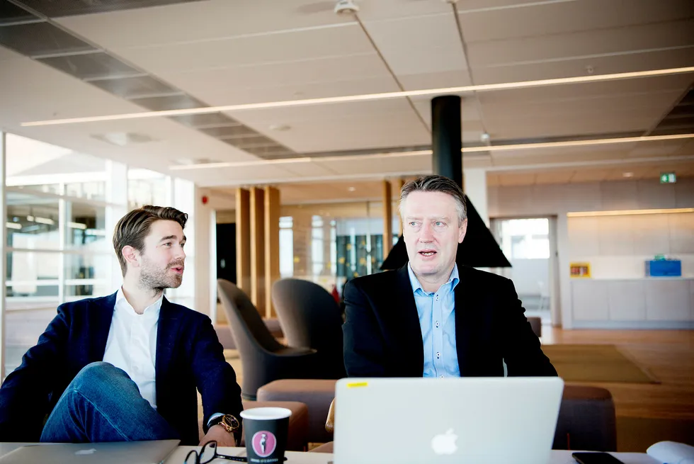 Etterspørselen har økt, fordi vi lykkes med å skape innhold som gir tydelig effekt for kundene, sier daglig leder Jonas Ibsen Brynildsrund i VG Partnerstudio (til venstre) Her med innholdssjef Svein Arne Haavik. Foto: Mikaela Berg
