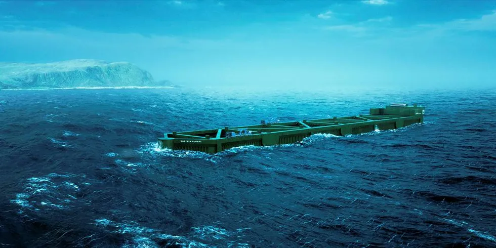 BYGGES I KINA: Slik vil den nye havfarmen se ut i storm. Den skal nå bygges i Kina.Foto: Nordlaks