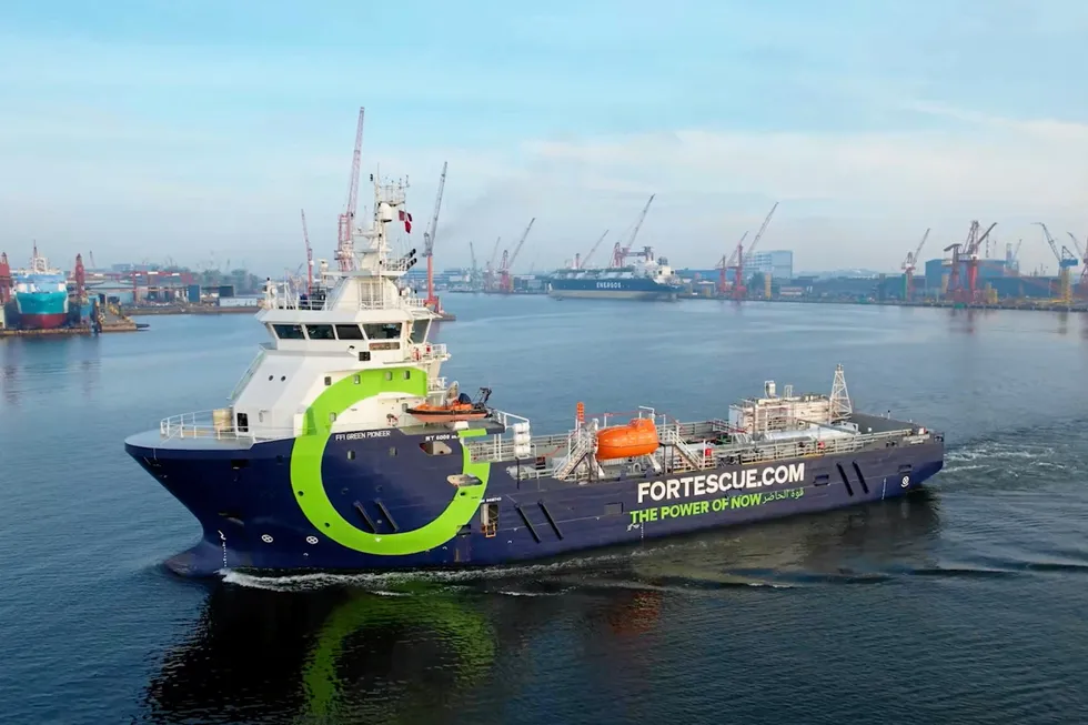 Fortescue's Green Pioneer vessel, the first in the world to use ammonia as a marine fuel.