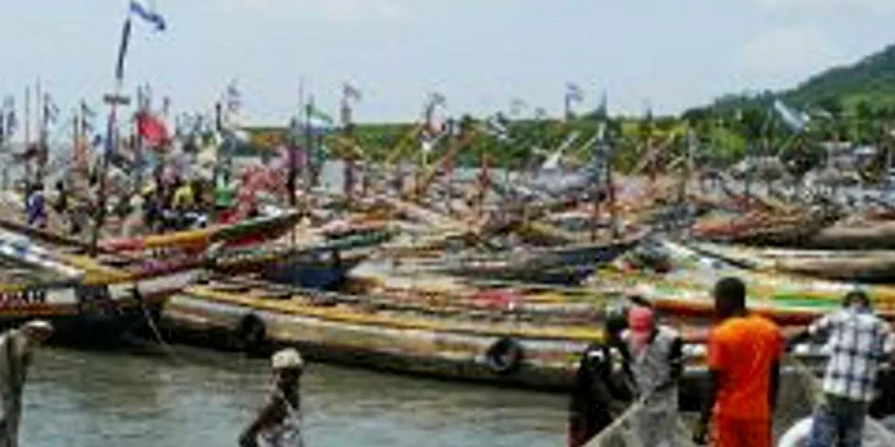 Fishing boats at Tombo Fishing community, Sierra Leone.