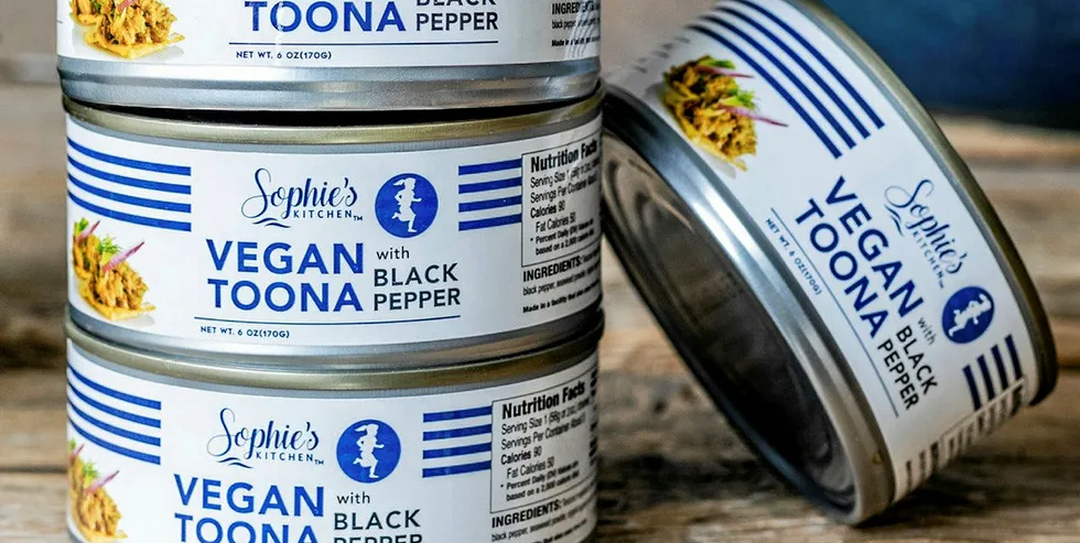 Plant-based canned tuna from Sophie's Kitchen, sold under the Toona brand.