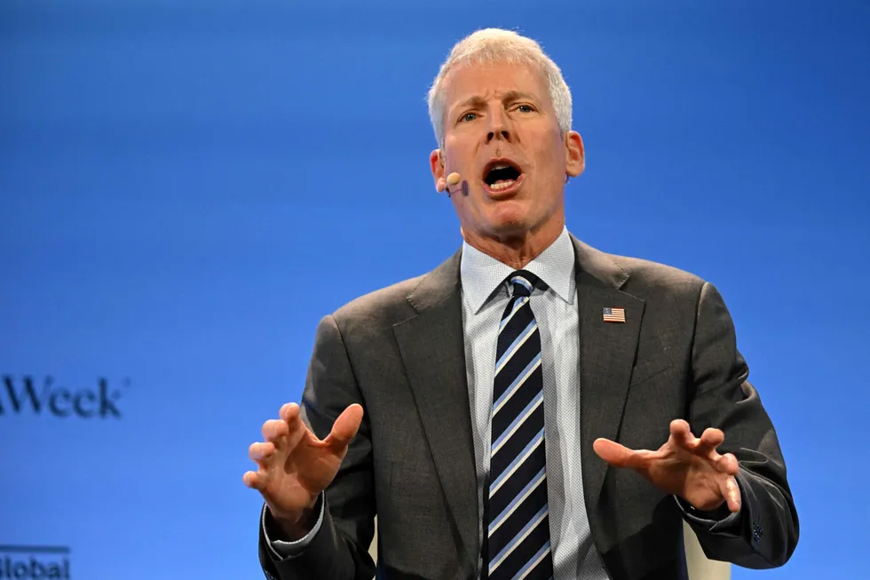 US Department of Energy (DoE) Secretary Chris Wright delivers a speech during the CERAWeek by S&P Global energy conference in Houston, Texas, US on Monday.