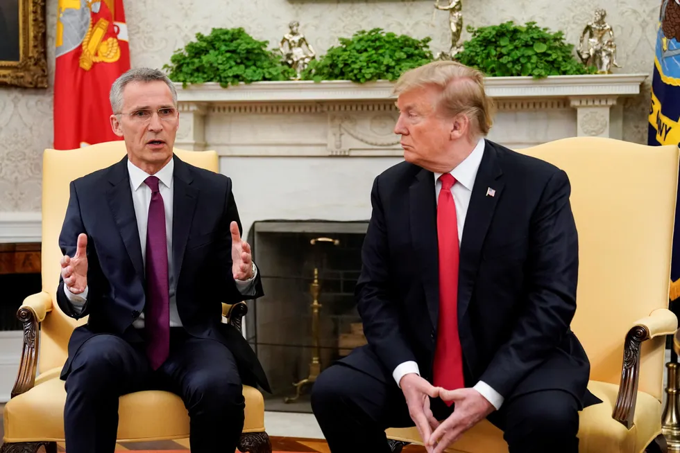 Jens Stoltenberg fikk i motsetning til de fleste europeiske ledere et godt forhold til Donald Trump da han var president sist og møtte ham flere ganger, som her i Det hvite hus i april 2019.