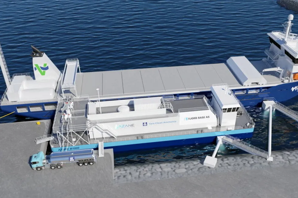 Projection of Yara and Azane's ammonia bunkering platform.