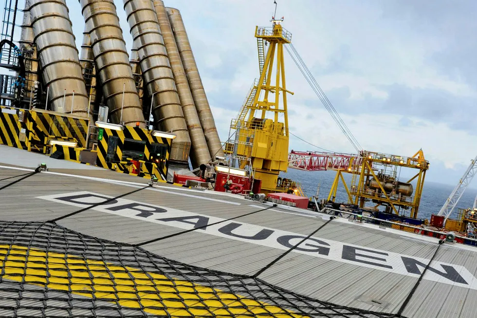 Draugen var det første oljefeltet i drift nord for 62. breddegrad. Opereres av Shell. Foto: Shell