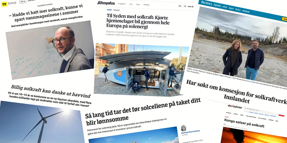 Stadig flere medier omtaler solkraft. Her er et lite utvalg av nettsaker publisert i 2021.