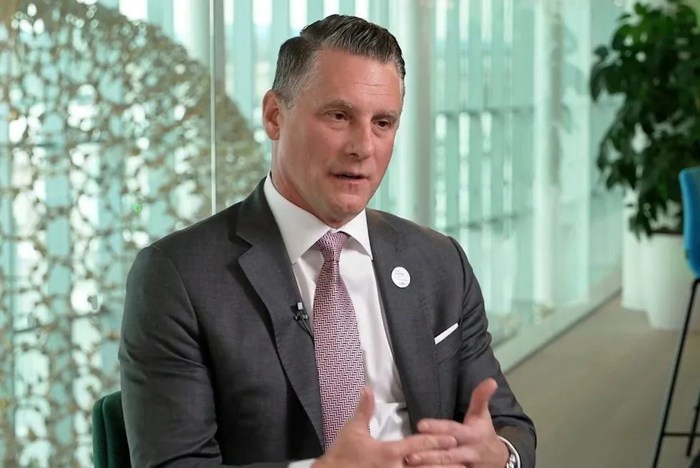 A still from a video of Eric Guter, vice president for hydrogen at Air Products, explaining the company's position on the draft guidance for the 45V tax credit.