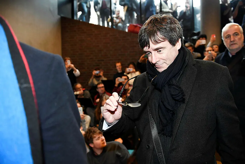 Carles Puigdemont stilte opp på en debatt i København mandag. Foto: Tariq Mikkel Khan/AFP Photo