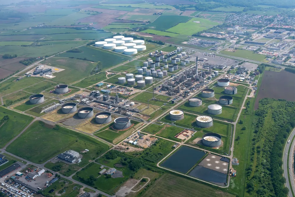 An aerial view of the Frederica oil refinery