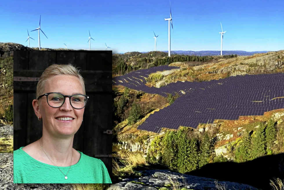 Ordfører i Drangedal, Stina Anlaug Sætre (Sp), reagerer kraftig på påstander fra Motvind om et mulig vindkraft- og solkraftverk i kommunen. Bildet er en illustrasjon.