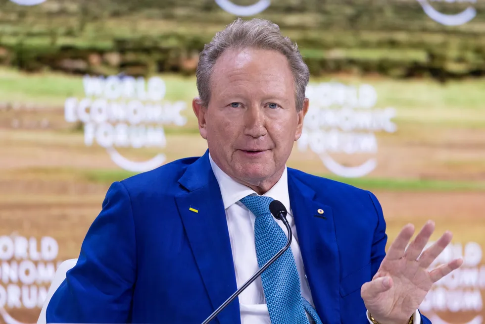Fortescue chairman and founder Andrew Forrest speaking at the World Economic Forum Annual Meeting in Davos, Switzerland, in January.