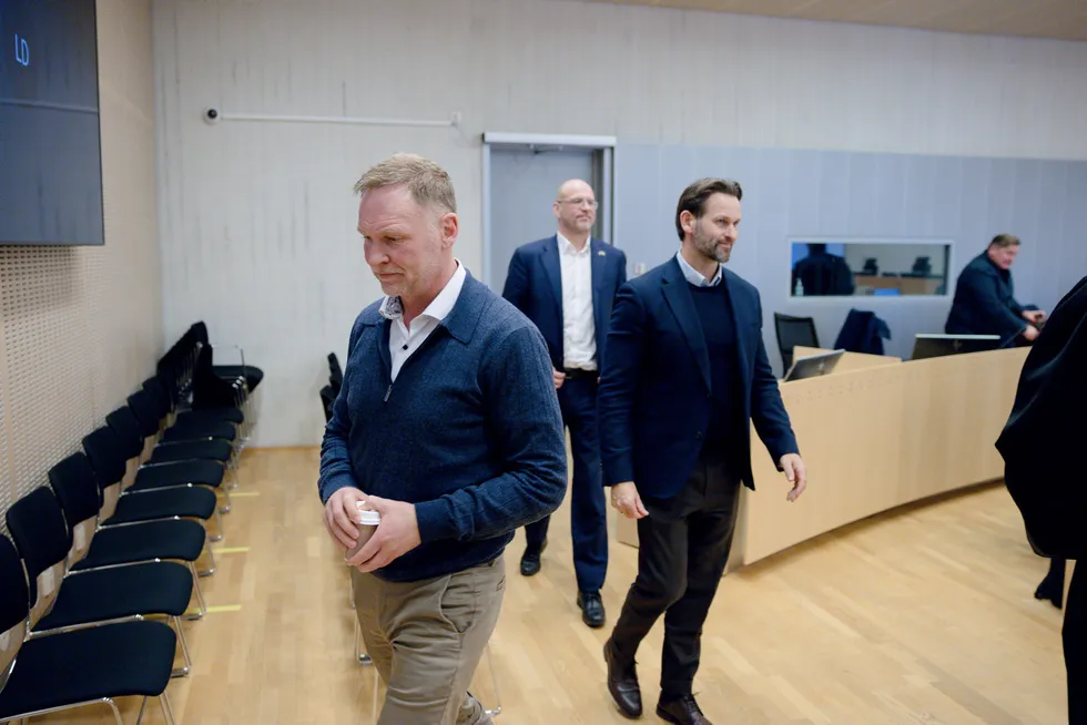 Bravura-sjef Tommy Fjeldheim (til venstre), styreleder Gudmund Kjærheim, og styremedlem Ole Aguirre i ankesaken mellom Bravura AS og Imt Holding.