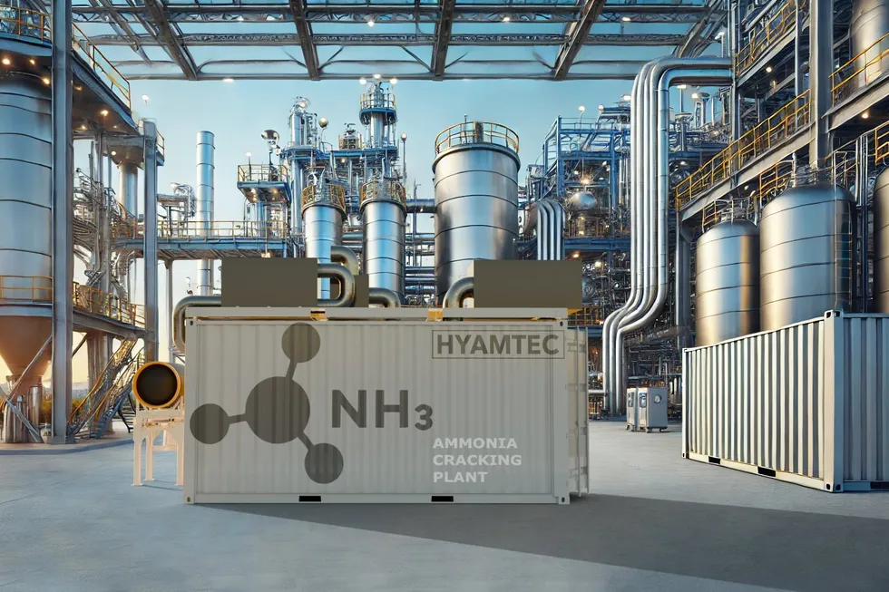 A rendering of an ammonia cracking plant.