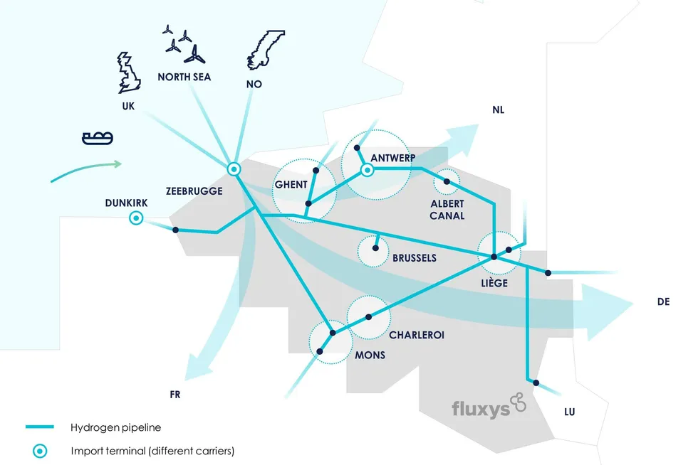 A map of the full Belgian national hydrogen backbone