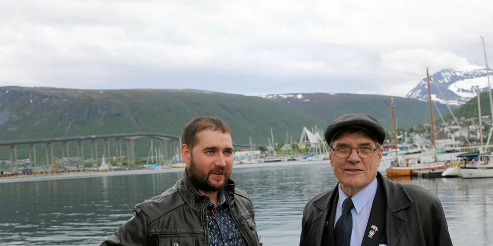 SAMARBEID: Det er viktig å opprettholde det norsk-russiske fiskerisamarbeidet, mener (f.v.) Artur Iliasov, visedirektør for utenlandske økonomiske operasjoner i den russiske havfiskeorganisasjonen Fiun, og Anatoly Evenko, generalsekretær i kystfiske- og landbruksorganisasjonen i Murmansk-distriktet.Foto: Arne Fenstad