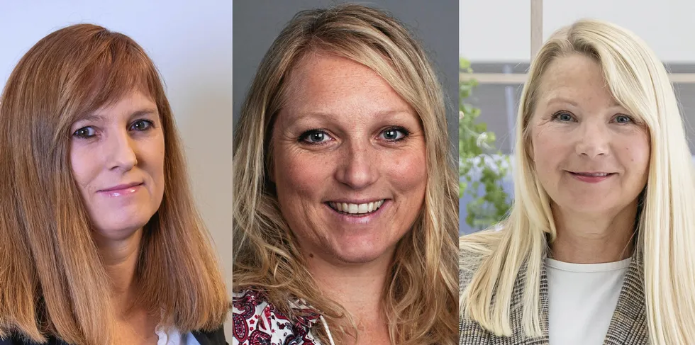Det blir endringer i Elmeras konsernledergruppe. Fra v: Kari Marvik, Solfrid Fluge Andersen og Jeanne Tjomsland i Elmera Group.
