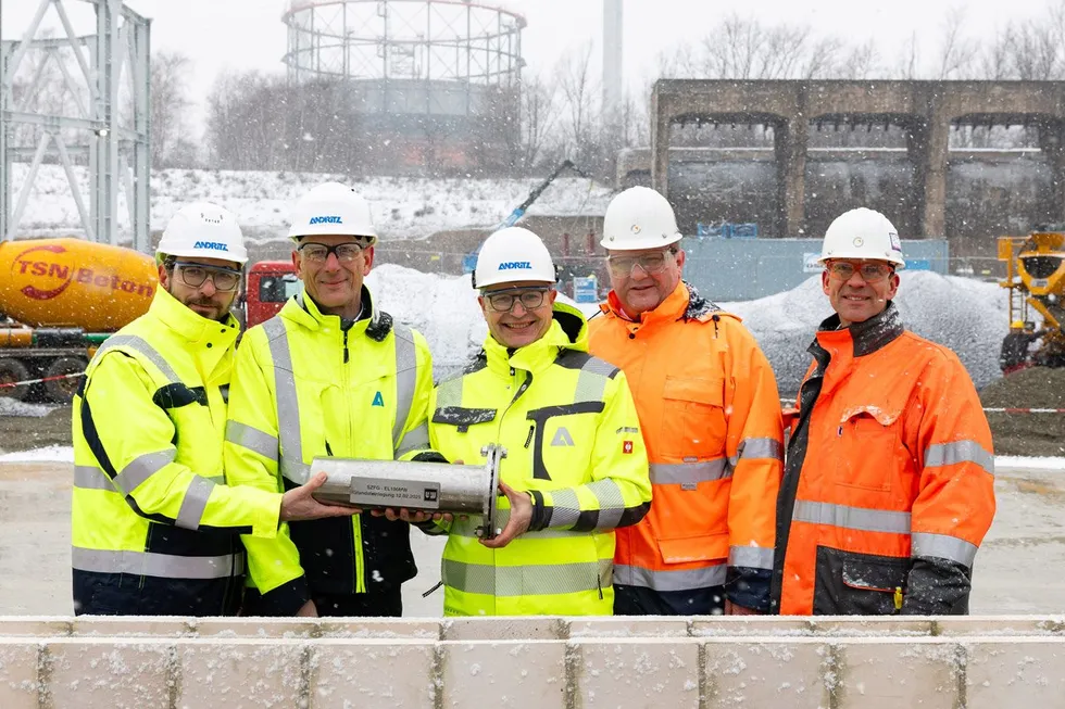 Andritz and Salzgitter executives at the cornerstone-laying
