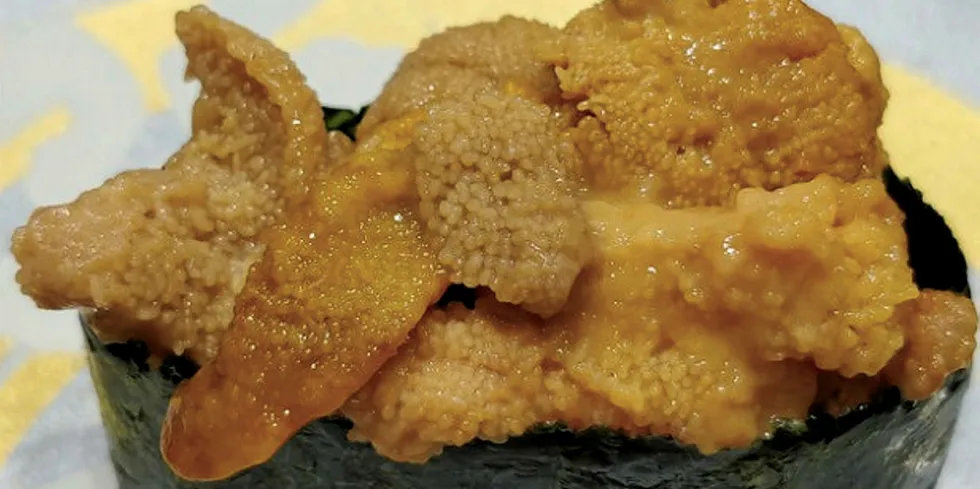 Sea urchin in sushi.