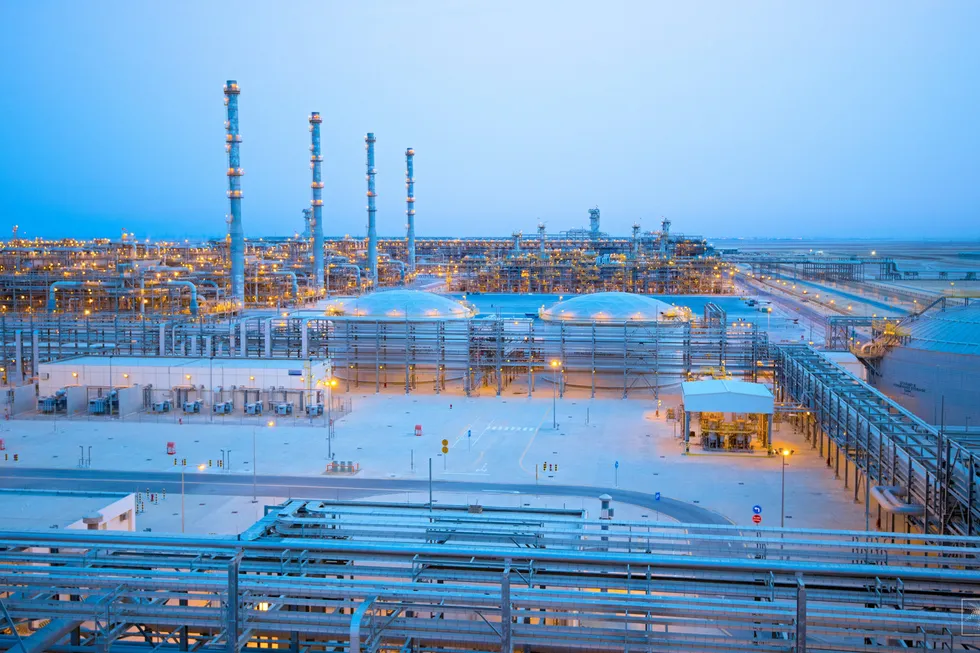 Saudi Aramco's giant Wasit natural-gas production and processing plant in Jubail, eastern Saudi Arabia.
