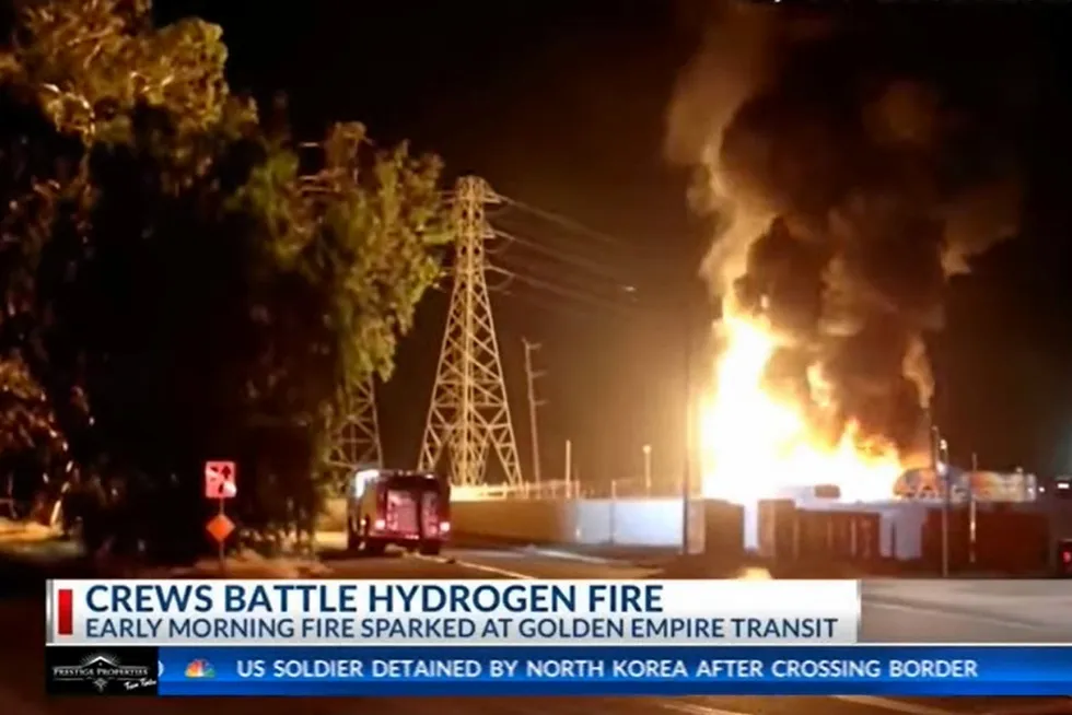 A still from a local TV news report about the fire.