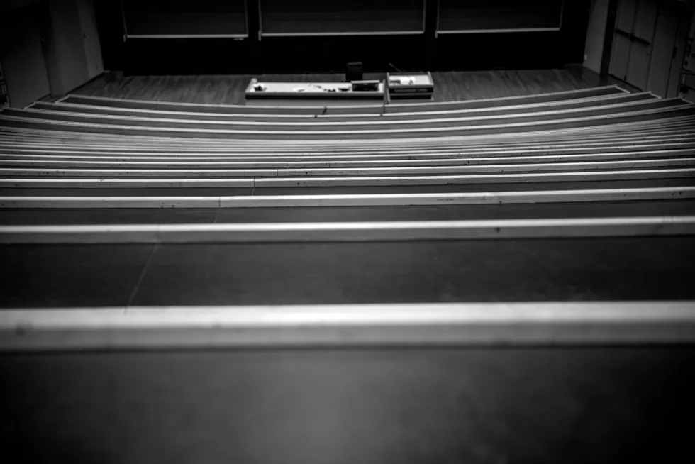 En av våre studentrepresentanter sier at hans store kampsak er å få nedlagt det største auditoriet på NHH, skriver Christine B. Meyer. Illustrasjonsfoto: Auditorium 1 i Georg Sverdrups Hus, UiO, 11. mars i fjor.