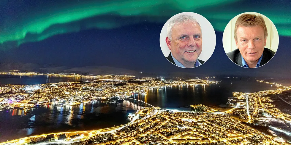 Konsernsjef Arne Juell i Bodø Energi og Semming Semmingsen i Troms Kraft forhandler nå om fusjon av nettselskapene Nordlandsnett og Troms Kraft Nett.