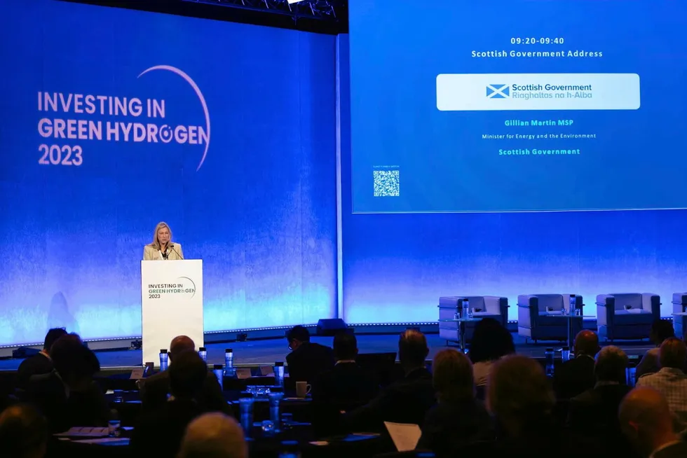 Gillian Martin speaking at the Investing in Green Hydrogen conference in London on Thursday.