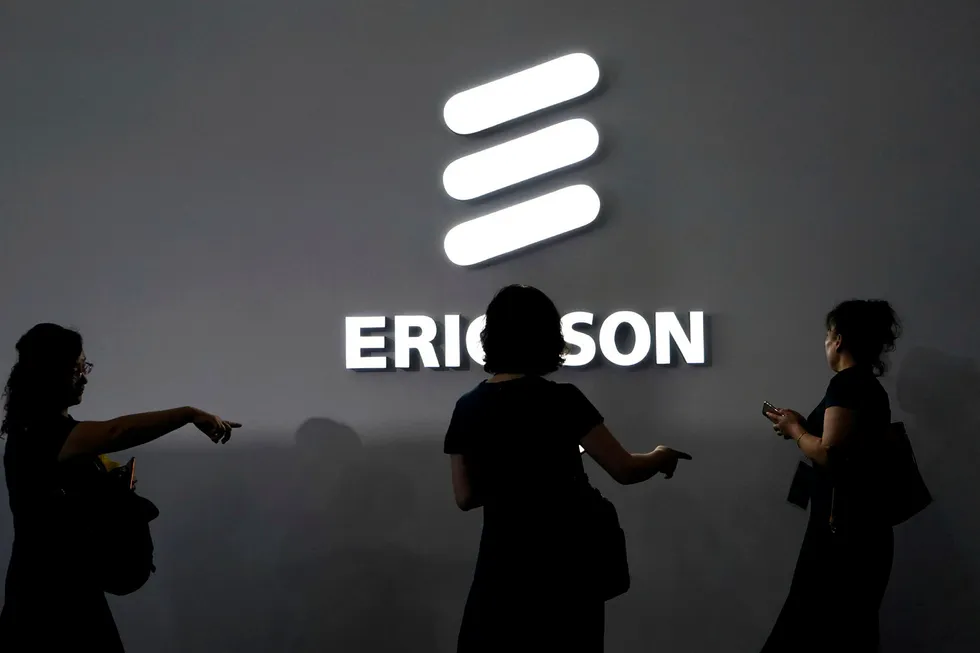 En Ericsson-logo avbildet på Mobile World Congress (MWC) i Shanghai i Kina tidligere i år.