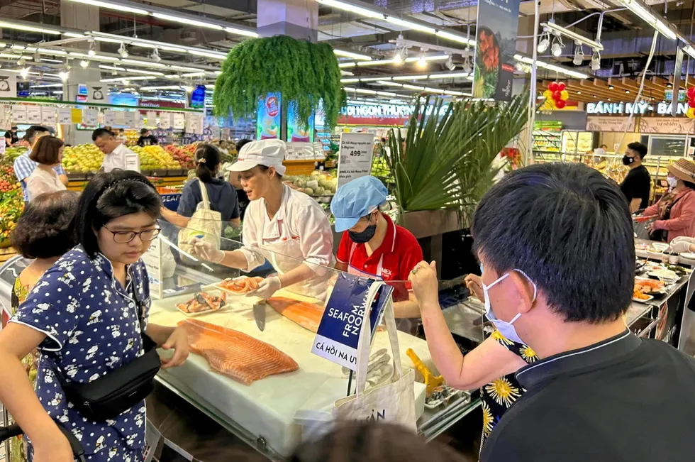 Vietnam er ett av de markedene som hadde høyest vekst i ørreteksporten i september. Bildet er tatt nylig i et vietnamesisk supermarked.