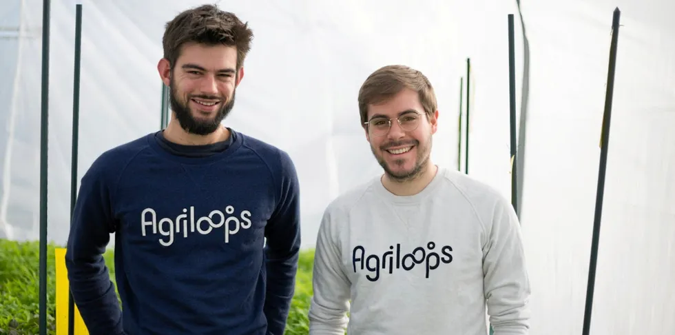 Jeremie Cognard and Romain Vandame, founders of French shrimp aquaponics venture Agriloops.