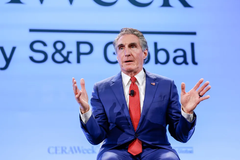 US Secretary of the Interior, Doug Burgum, speaks at CERAWeek by S&P Global energy conference in Houston, US, on 12 March 2025.