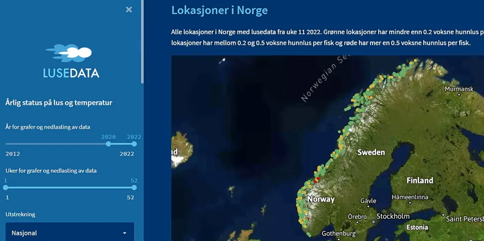 Slik ser den nye statistikkbanken til Lusedata ut.