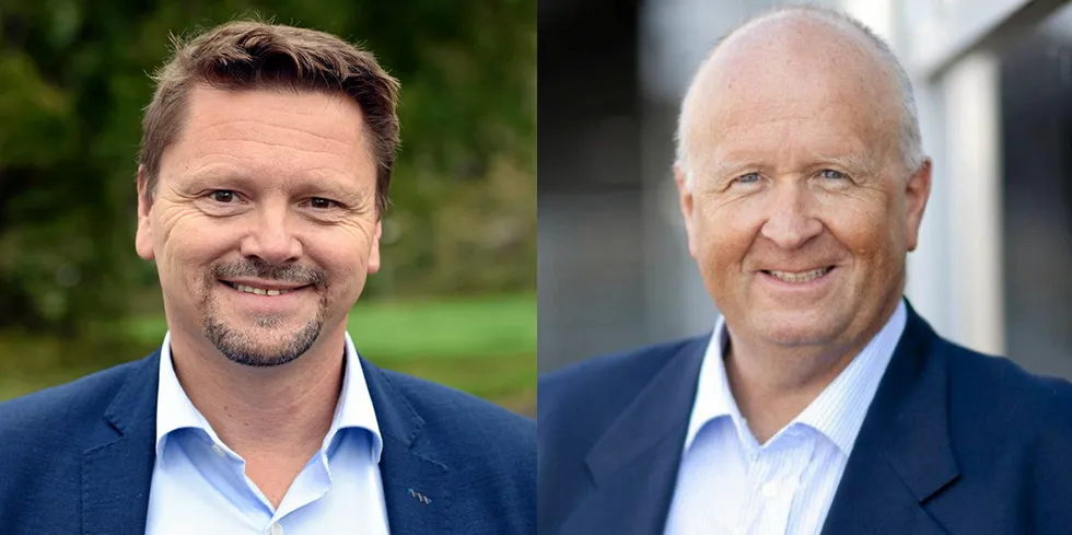Konsernsjef i Haugaland Kraft, Olav Linga (th), forteller at Fjelberg Kraftlag, ved daglig leder, Sverre Olav Handeland, hele tiden har vært klar på at de ønsker å selge eierandelen i Haugaland Kraft som de fikk etter å ha integrert virksomheten i selskapet. Nå blir det likevel ikke salg til HitechVision.