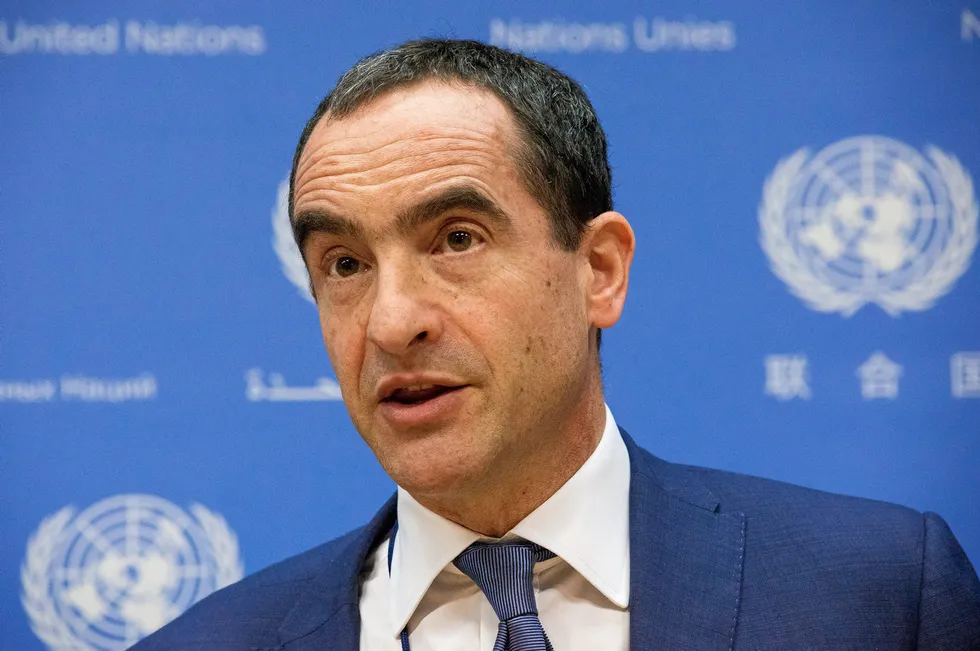 Michael Liebreich, speaking at a press conference at UN headquarters in New York in 2016.