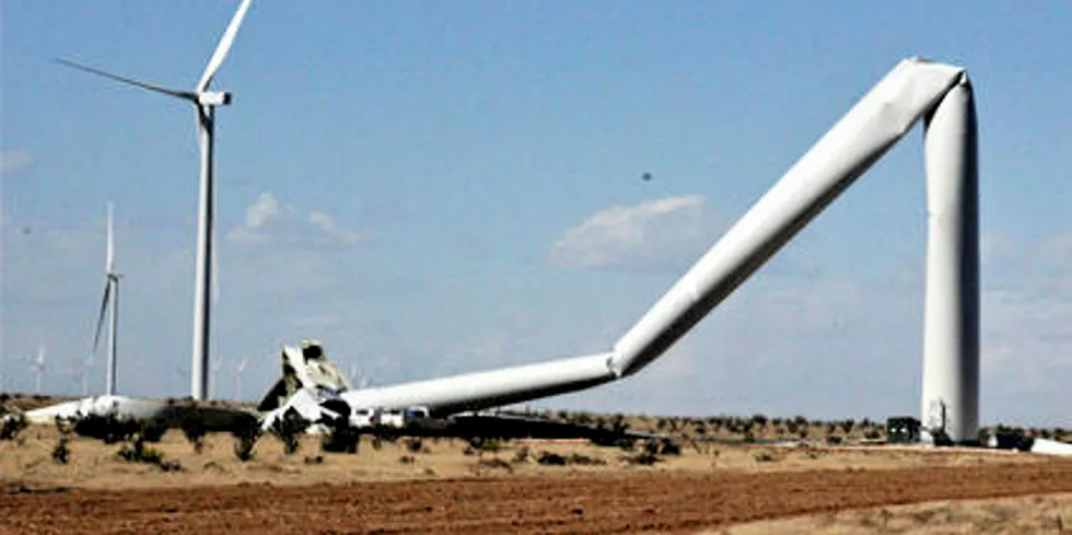 Toppled turbine at NextEra Energy Resources' Casa Mesa Wind Energy Center in New Mexico