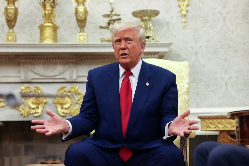 US President Donald Trump in the Oval Office at the White House in Washington on Monday.