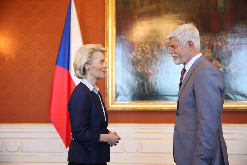 European Commission president Ursula von der Leyen (left) and Czech president Petr Pavel (right) on an official visit in 2024.