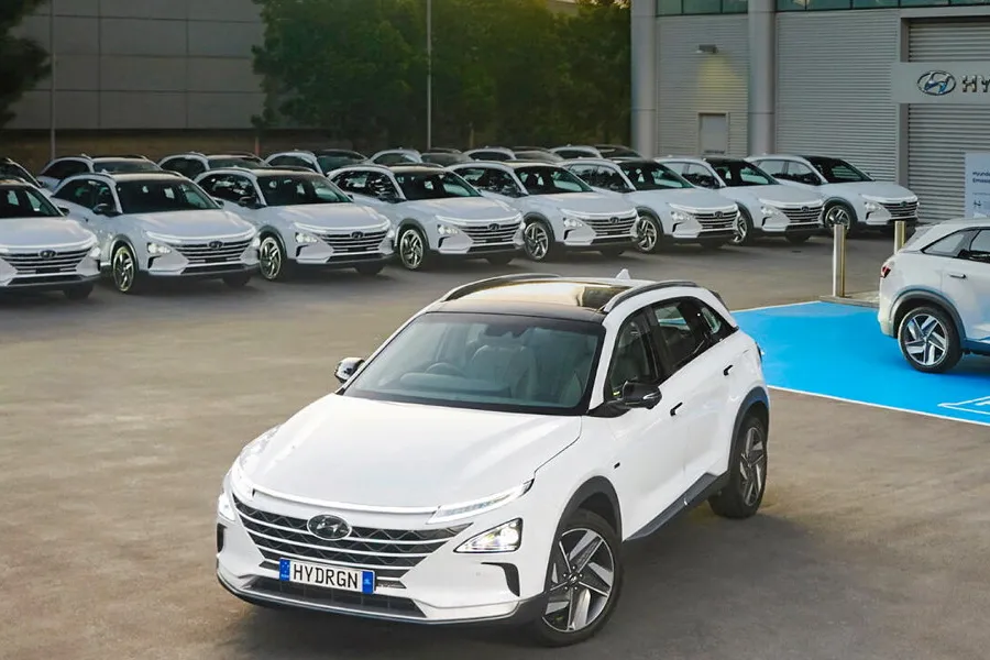 A fleet of Nexo fuel-cell passenger cars registered in Australia in 2021.