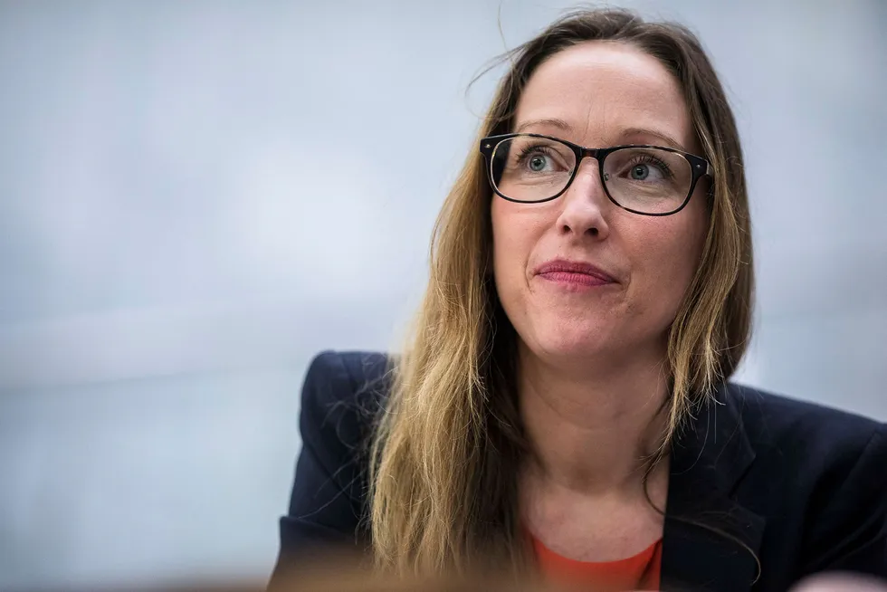 Sjeføkonom Kjersti Haugland i DNB Markets tror ikke verden ender i full handelskrig, men er absolutt ikke beroliget. Foto: Gunnar Blöndal