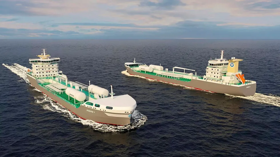 Svenske Donsötanks LNG-drevne kjemikalietankere.