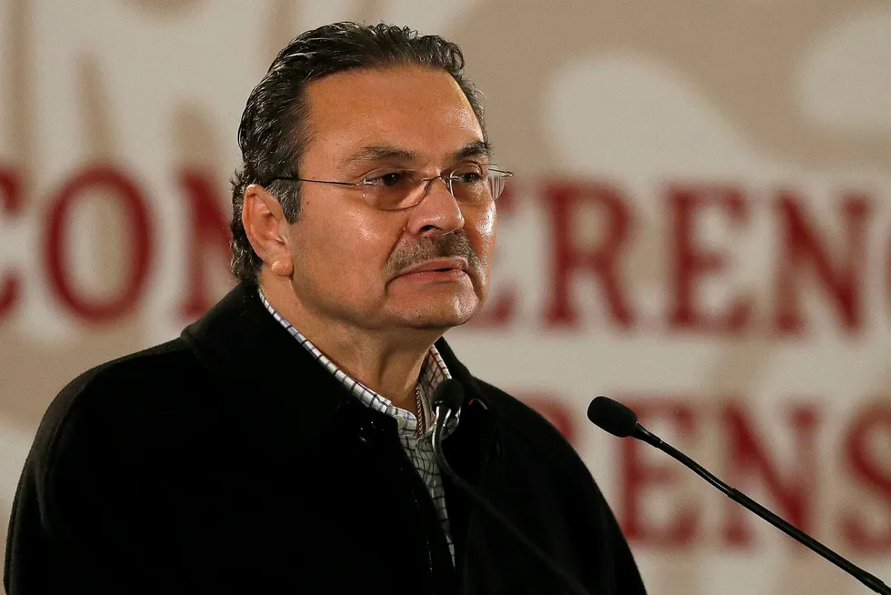 Pemex chief executive: Octavio Romero speaks during a news conference to announce a plan to strengthen finances of state oil firm Pemex